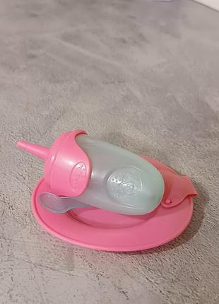 Набор аксессуаров к бебе борная бутилочка, тарелка с ложкой zapf creation