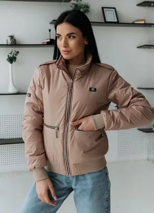 Бомбер женский демисезонный 42-50 гг мокко, еловый