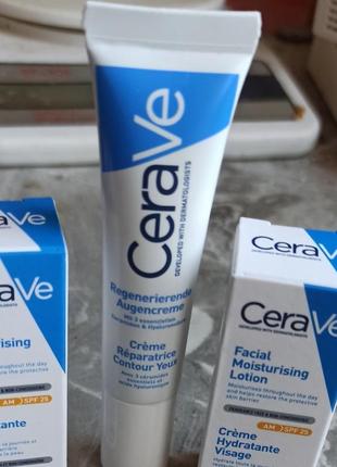 Восстанавливающий крем для всех типов кожи вокруг глаз cerave+подарок