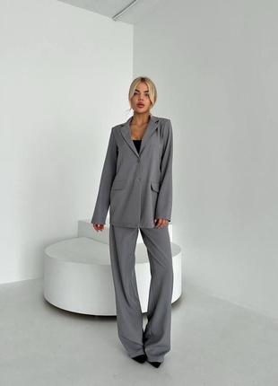 Костюм классический брючный женский пиджак свободный на пуговицах жакет и брюки свободные...