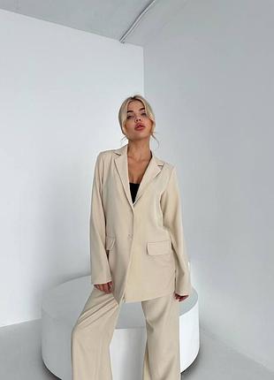 Костюм классический брючный женский пиджак свободный на пуговицах жакет и брюки свободные...