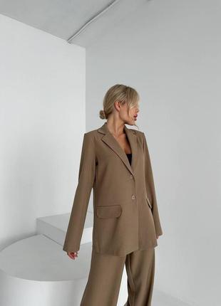 Костюм классический брючный женский пиджак свободный на пуговицах жакет и брюки свободные...