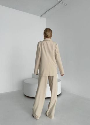 Костюм классический брючный женский пиджак свободный на пуговицах жакет и брюки свободные...