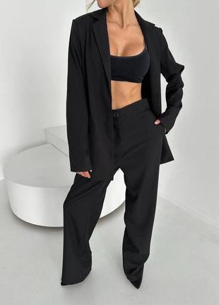Костюм классический брючный женский пиджак свободный на пуговицах жакет и брюки свободные...