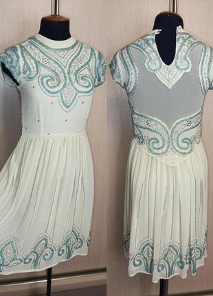 Платье frock and frill в стиле 1920 годов гетсби. ар деко. вышивка бисером
