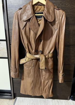 Тренч плащ кожаный