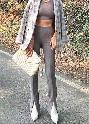 Zara leggings лосіни легінси в рубчик кльош зара 36 zara