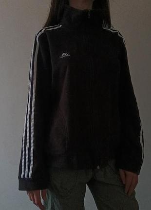 Черная флисовая кофта adidas