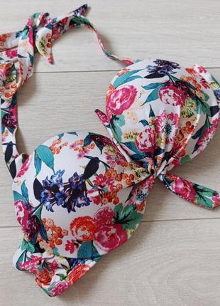 Яскравий верх купальника пушап бюст з квітковим принтом бум шел ліф h&m 34b 75b