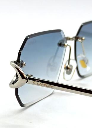 Cartier сонцезахисні окуляри унісекс модні сіро блакитний градієнт в сріблястому металі
