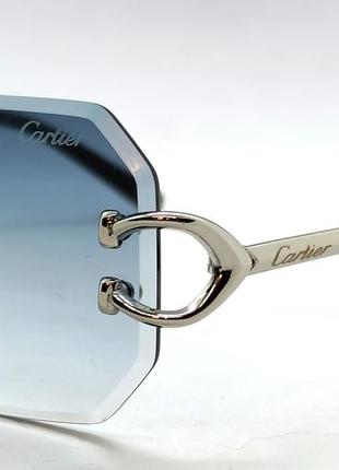 Cartier сонцезахисні окуляри унісекс модні сіро блакитний градієнт в сріблястому металі