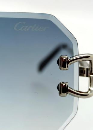 Cartier сонцезахисні окуляри унісекс модні сіро блакитний градієнт в сріблястому металі