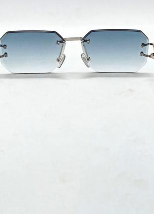 Cartier сонцезахисні окуляри унісекс модні сіро блакитний градієнт в сріблястому металі