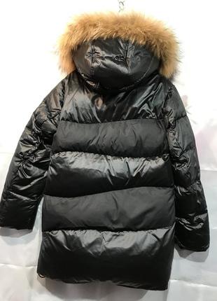 Стильное пальто-пуховик зима для девочки с мехом 318, размер 1462 фото