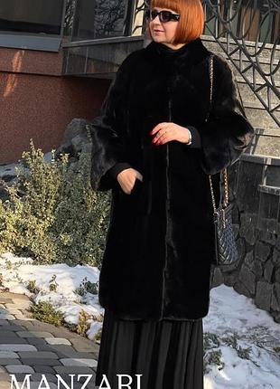 Шуба норковая manzari black velvet диагональ 105 см р.46-50