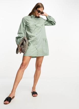 Сукня-сорочка кольору хакі із застібкою на ґудзик asos design