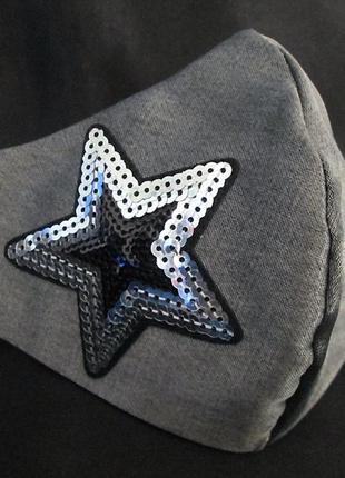 Маска дизайнерская звезда коттон носовой зажим защита захист пайетки шик мв-72