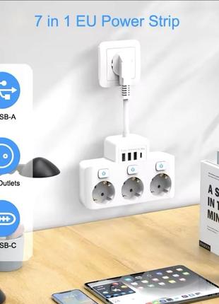Многофункциональная розетка удлинитель 7 в 1