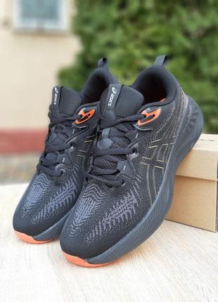 Чоловічі якісні та стильні кросівки asics gel-cumulus 25 чорні з помаранчевим