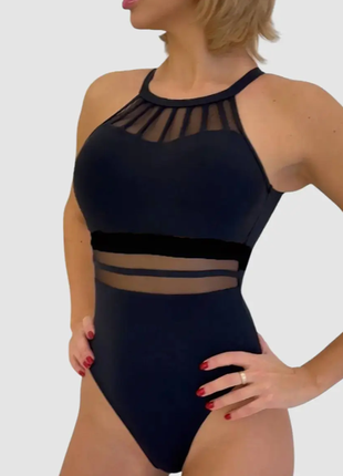 Слитный, цельный, сплошной купальник с сеткой fuba  44 46 48 50 52 017-1мш