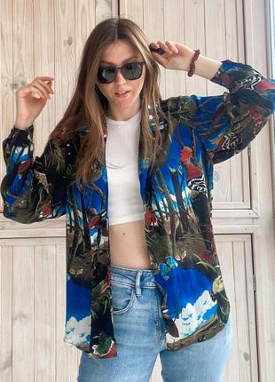 Шифонова сорочка з яскравим принтом