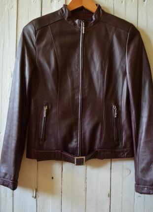 Шкіряний піджак kangcai кольору бордо марсала бургундський