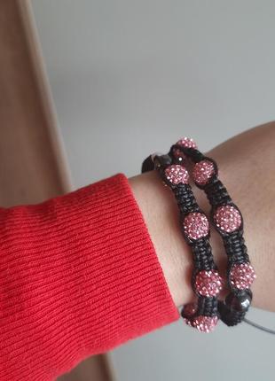 Шикарный розовый с магнитами браслет шамбала!!