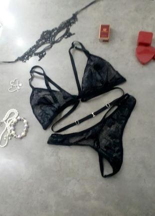 Еротичний чорний комплект сітка ann summers