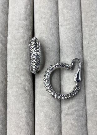 Серьги клипсы a&s кольца серебряного тона с кристаллами
