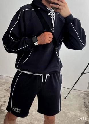 Мужской спортивный костюм шорты худи с карманами