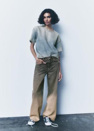 Джинсовая футболка оверсайз zara деним