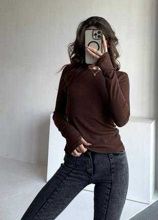 Базовый лонгслив в рубчик с вырезом для большого пальчика три цвета