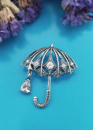 Серебряная брошь зонта