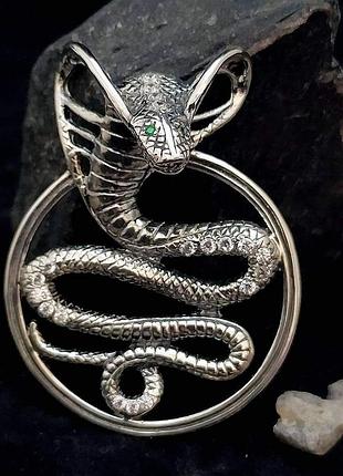 Кулон підвіска королівська кобра. срібло 925 проби