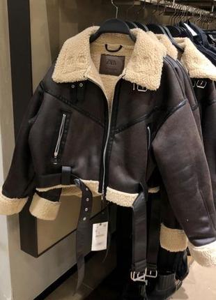 Дубленка zara дубленка укороченная оверсайз тепла дубленка кожаная