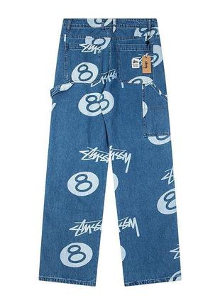 Stussy stock 8 ball carpenter jeans black denim стуху штаны синего