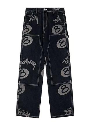 Stussy stock 8 ball carpenter jeans black denim стуху штаны синего