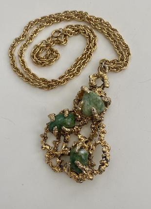 Массивный винтажный кулон с натуральными камнями