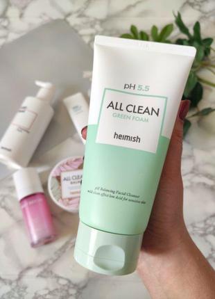 Пінка гель для обличчя heimish all clean green foam