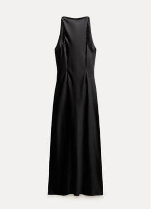 Сукня міді атласна zara xs чорна4 фото