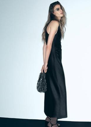 Сукня міді атласна zara xs чорна5 фото