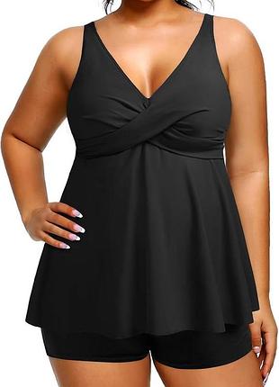 Черный топ танкини 2xl р. 52-54 верх купальника