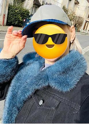 Куртка джинсова утеплена з хутром норки