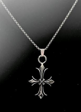 Chrome hearts хром хартс цепь цепочка с подвеской - крестом, крест хром хартс