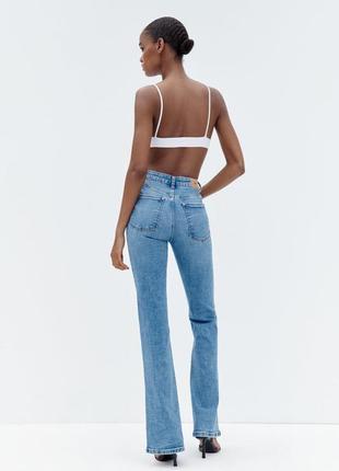 Джинси zara high rise flare leg full length stretch з високою талією z1975 кльош, еластична тканина , розмір 42