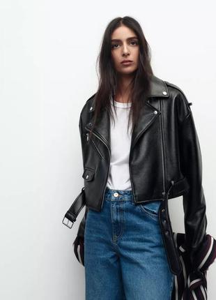 Укороченная косуха zara коллекция 2025 черная