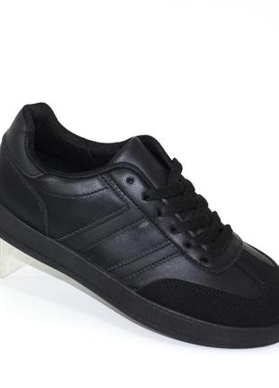 Молодіжні класичні чорні кеди із замшевими вставками