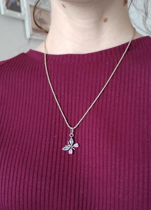 Серебряный кулончик бабочка с цепочкой 925 проба