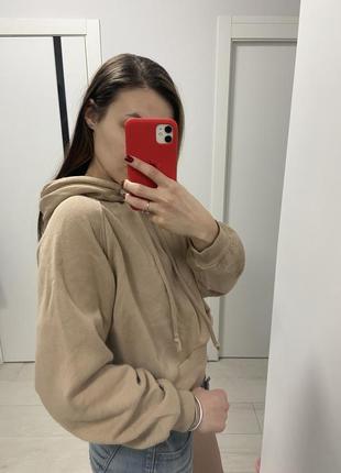 Толстовка коротка cropp бежевого кольору жіноча