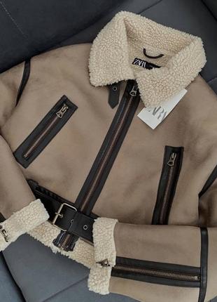 Женская короткая куртка дублянка zara